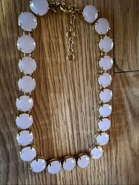J. CREW BLUSH PINK FACETED PRONG SET GLASS STONES GOLD-TONE 16-18" NECKLACE